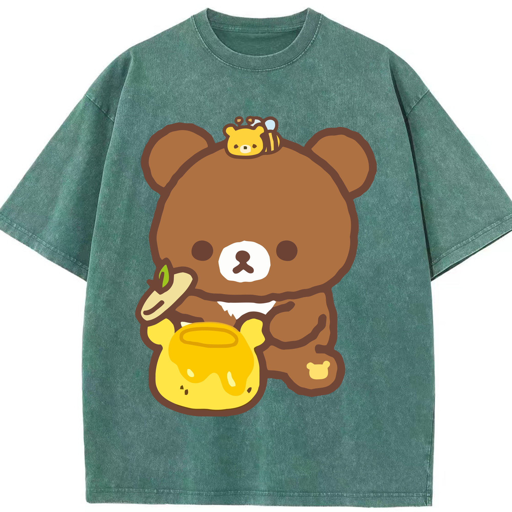 （画像用） リラックマ リラックマ キイロイトリ Rilakkuma Korilakkuma Kiiroitori 綿100% ヴィンテージ風 半袖Tシャツ（フロントプリント）